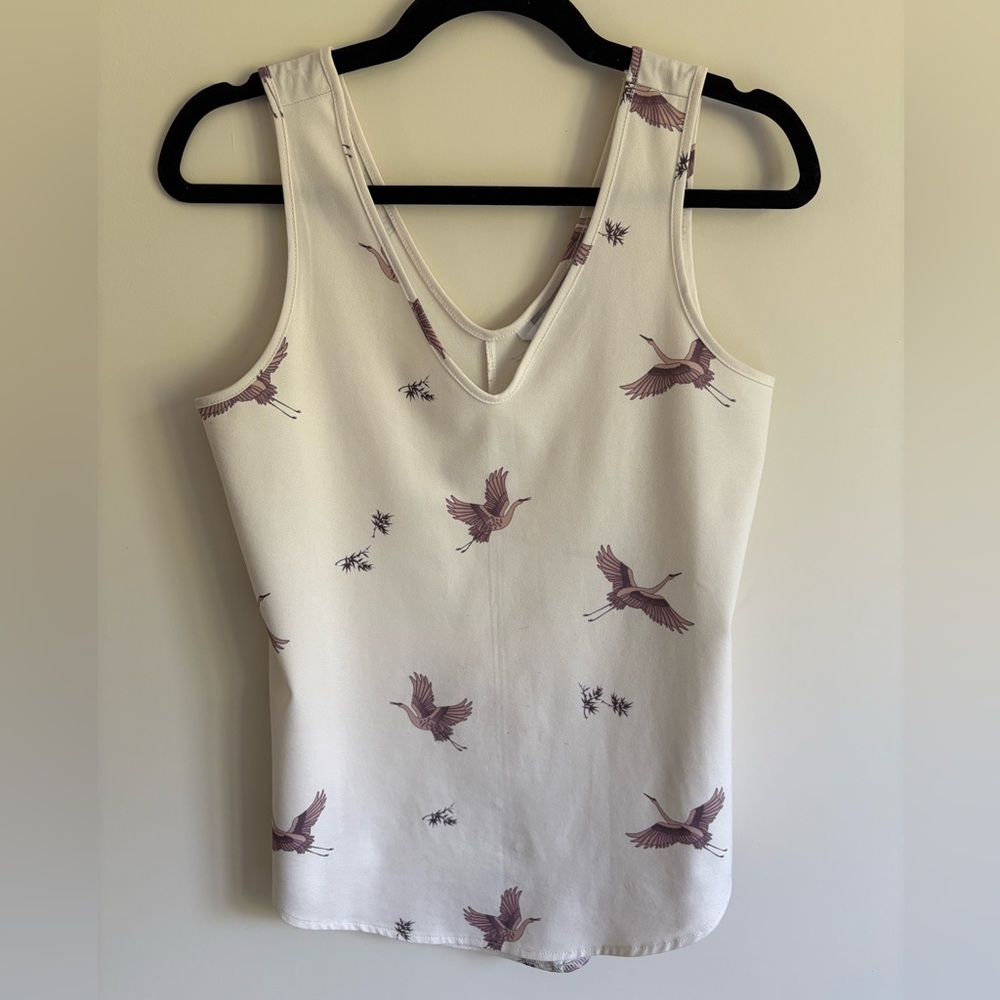 Elegant White Print Tank Top